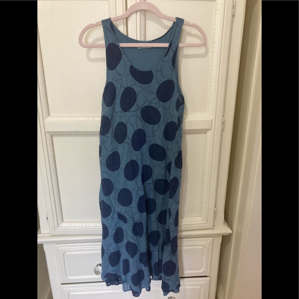 Angela Mara blue dot midi dress w/ soft lining